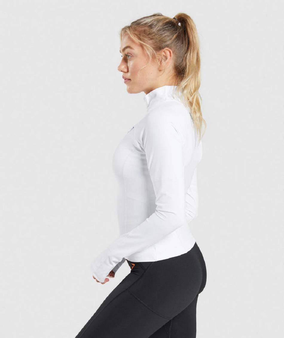 Gymshark Pulse 1/4 Zip Ženske Accessories Bijele | HR 3788DFM